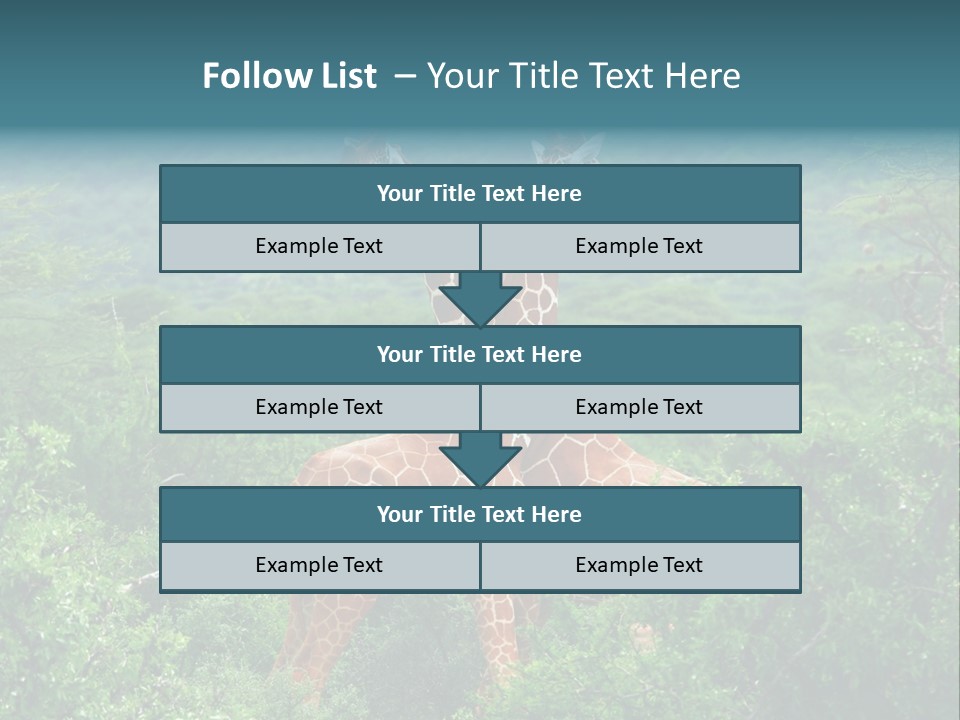 Two Giraffes Standing In The Middle Of A Forest PowerPoint Template