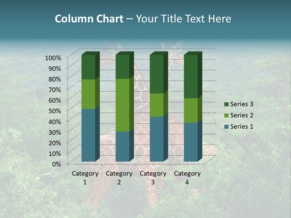 Two Giraffes Standing In The Middle Of A Forest PowerPoint Template