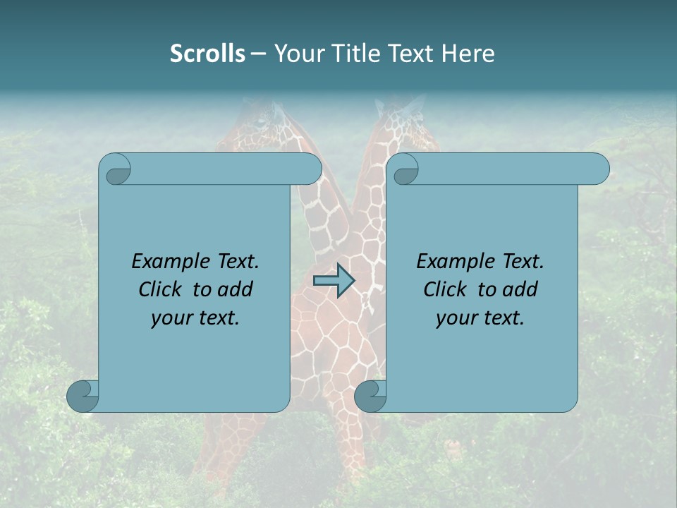 Two Giraffes Standing In The Middle Of A Forest PowerPoint Template