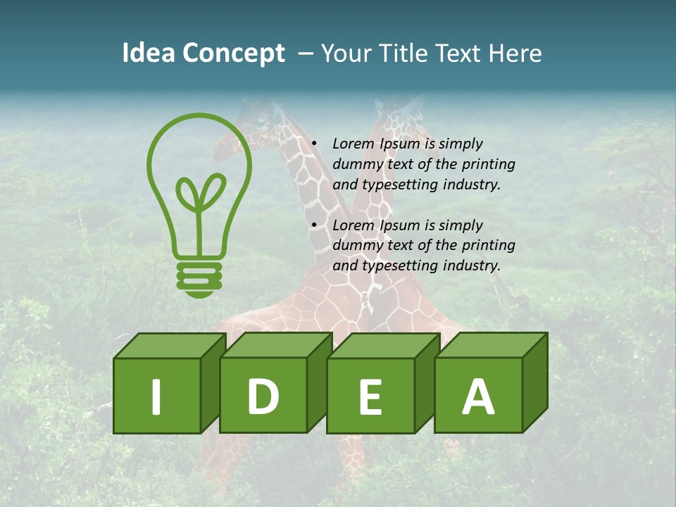 Two Giraffes Standing In The Middle Of A Forest PowerPoint Template