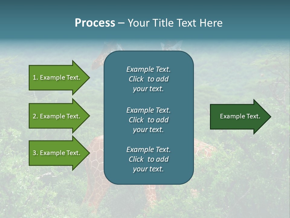 Two Giraffes Standing In The Middle Of A Forest PowerPoint Template