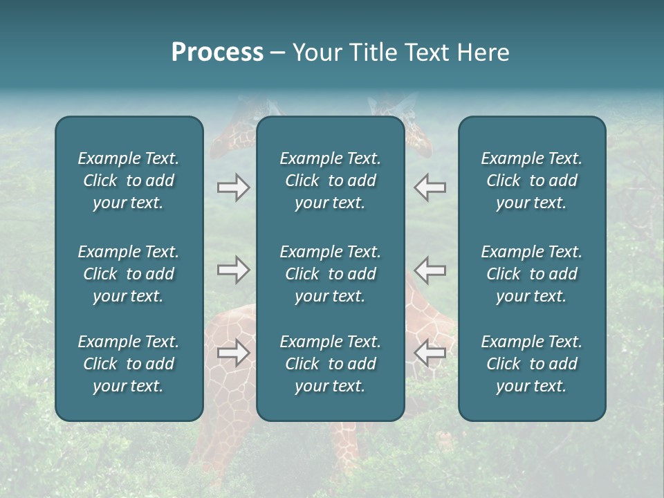 Two Giraffes Standing In The Middle Of A Forest PowerPoint Template