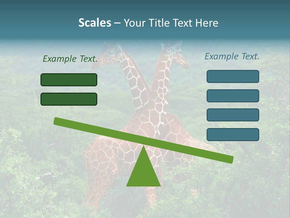 Two Giraffes Standing In The Middle Of A Forest PowerPoint Template