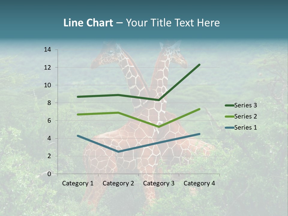 Two Giraffes Standing In The Middle Of A Forest PowerPoint Template