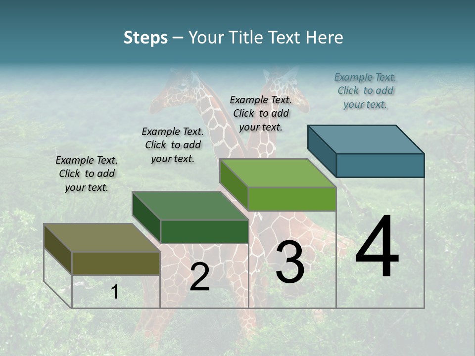 Two Giraffes Standing In The Middle Of A Forest PowerPoint Template