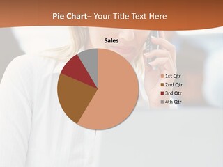 A Woman Talking On A Cell Phone In Front Of A Laptop PowerPoint Template