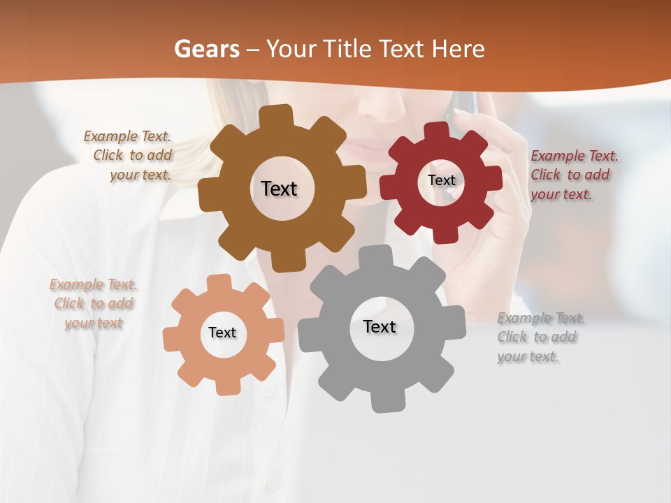 A Woman Talking On A Cell Phone In Front Of A Laptop PowerPoint Template