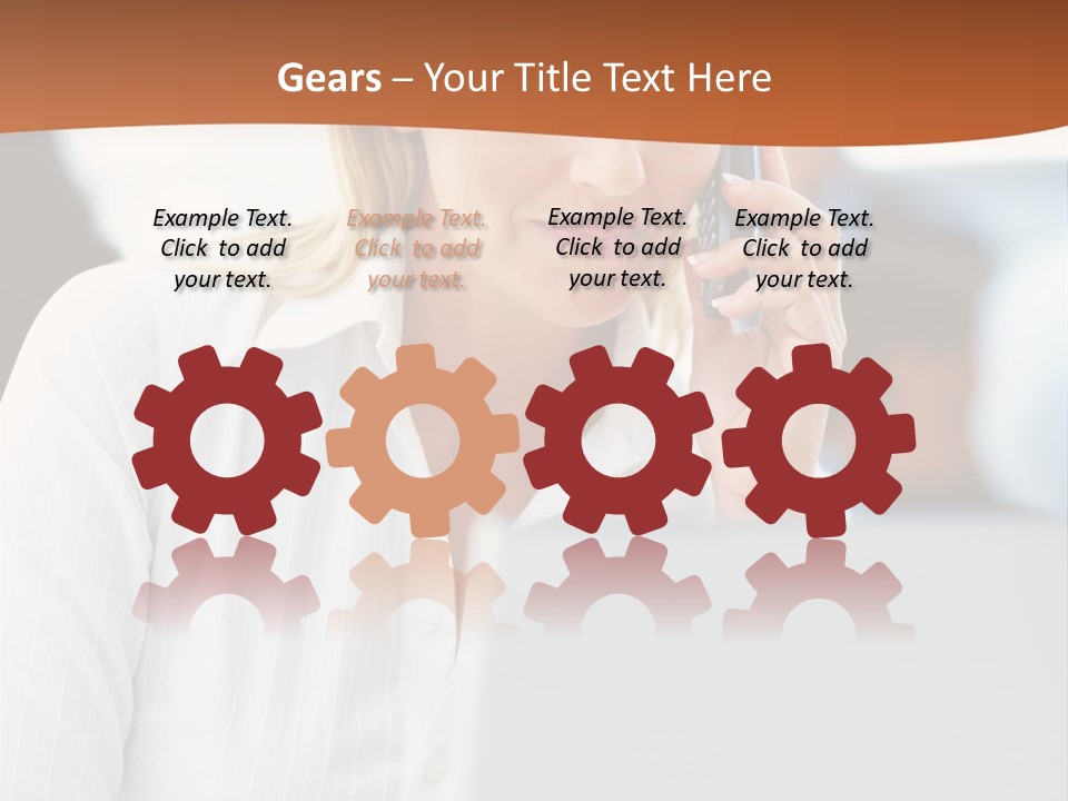 A Woman Talking On A Cell Phone In Front Of A Laptop PowerPoint Template