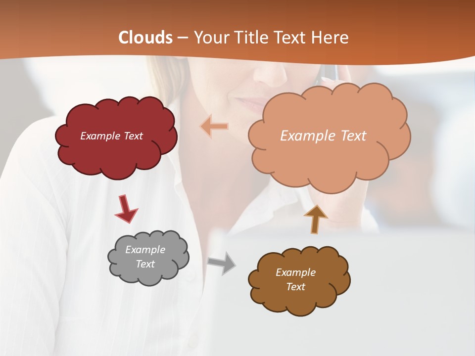 A Woman Talking On A Cell Phone In Front Of A Laptop PowerPoint Template