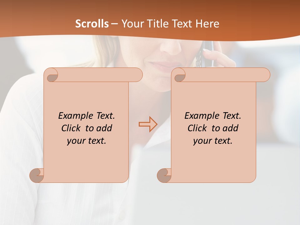 A Woman Talking On A Cell Phone In Front Of A Laptop PowerPoint Template