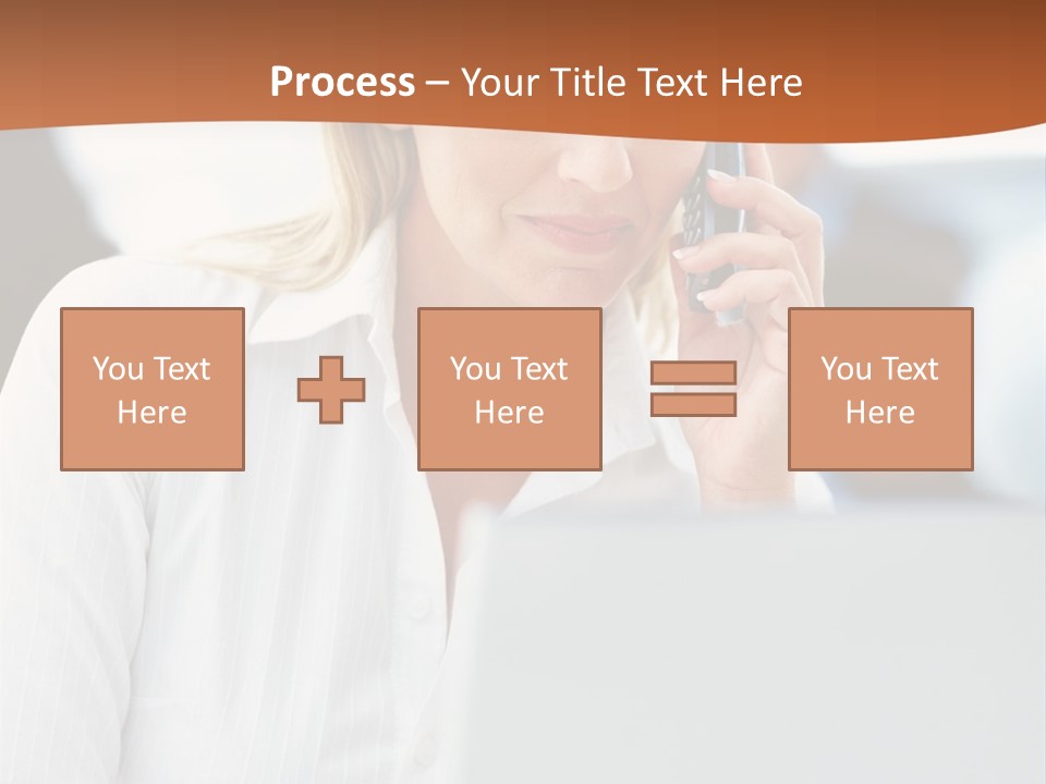 A Woman Talking On A Cell Phone In Front Of A Laptop PowerPoint Template