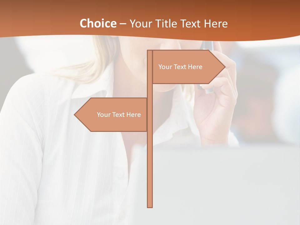 A Woman Talking On A Cell Phone In Front Of A Laptop PowerPoint Template