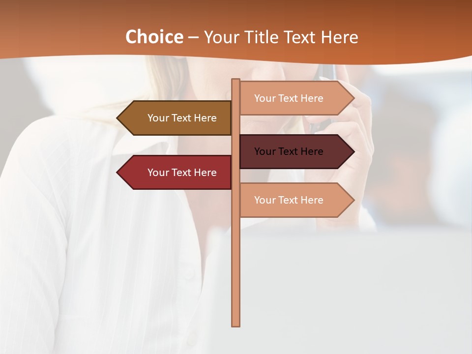 A Woman Talking On A Cell Phone In Front Of A Laptop PowerPoint Template