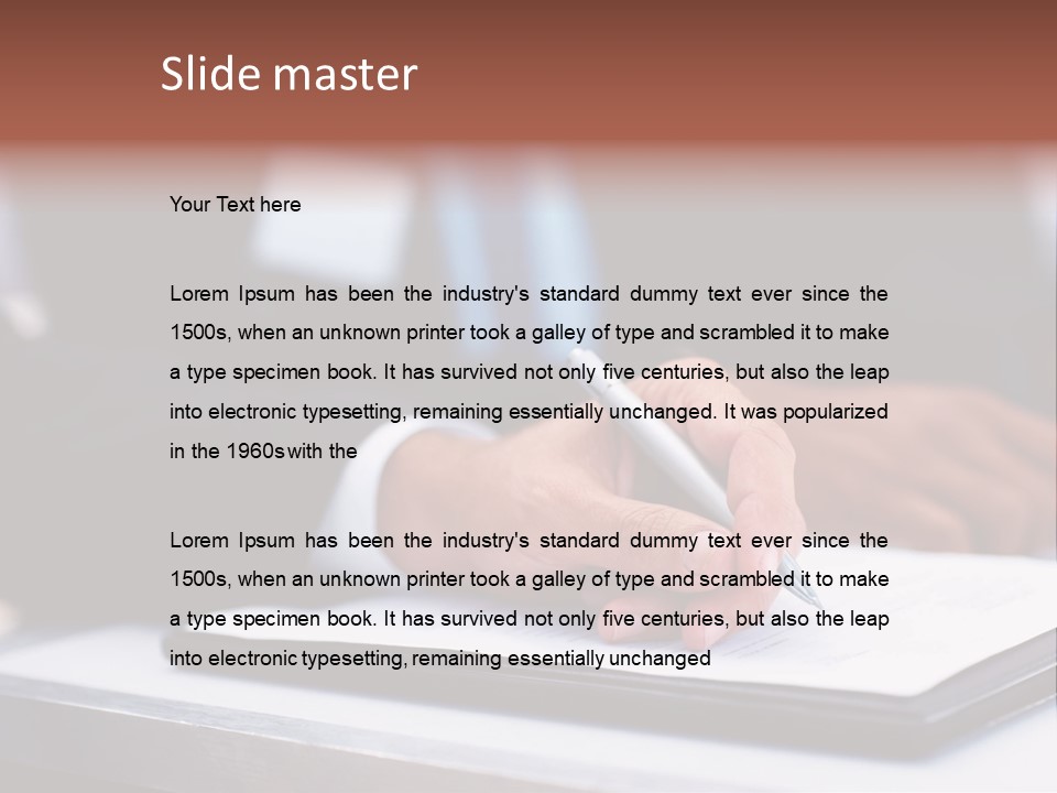 A Person Writing On A Piece Of Paper With A Pen PowerPoint Template