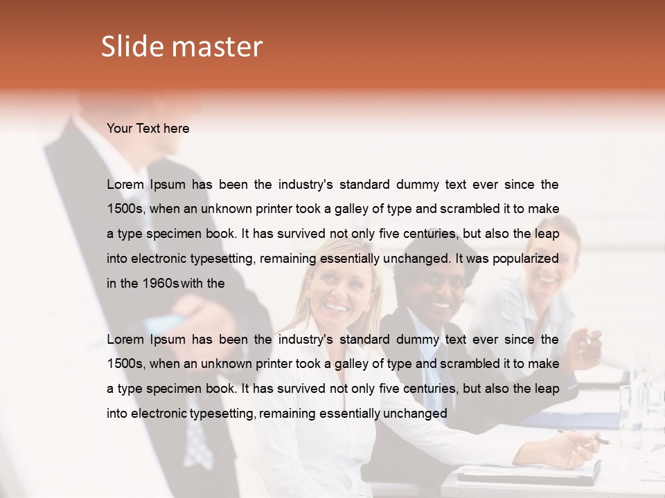 A Group Of Business People Sitting At A Table PowerPoint Template