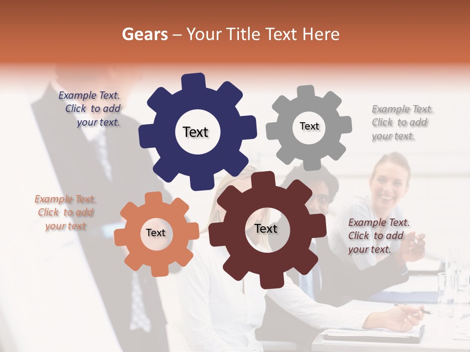 A Group Of Business People Sitting At A Table PowerPoint Template