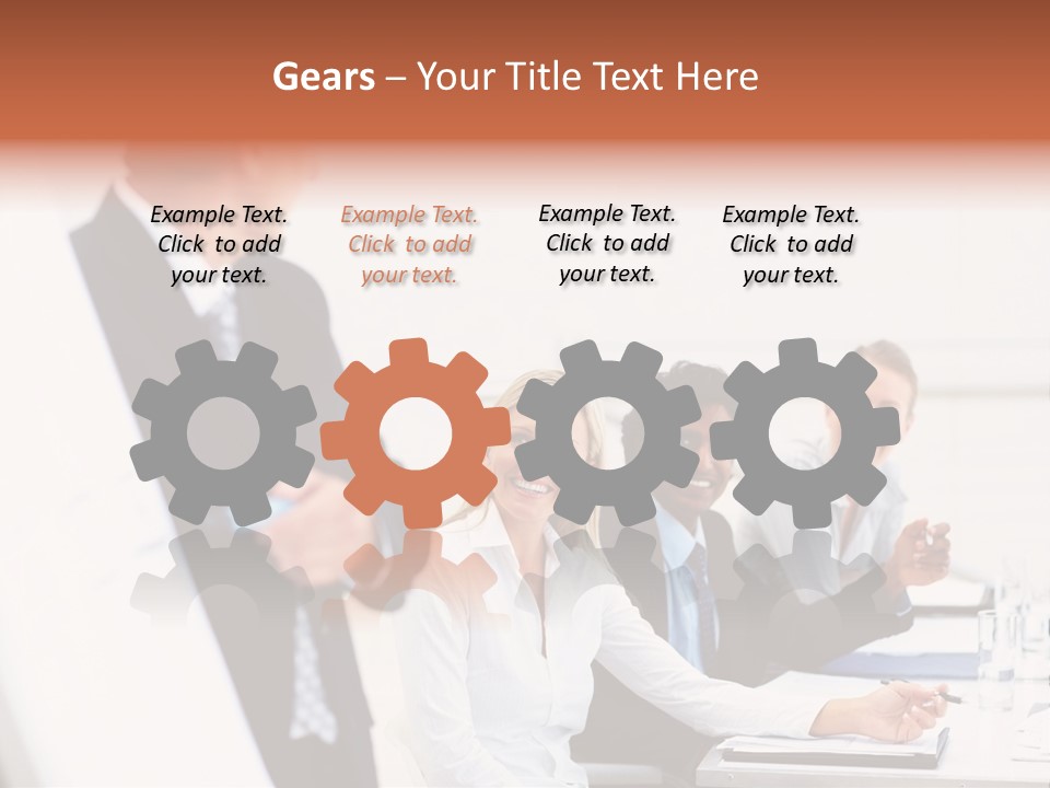 A Group Of Business People Sitting At A Table PowerPoint Template