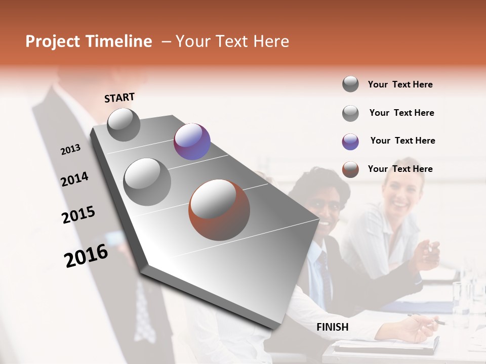 A Group Of Business People Sitting At A Table PowerPoint Template