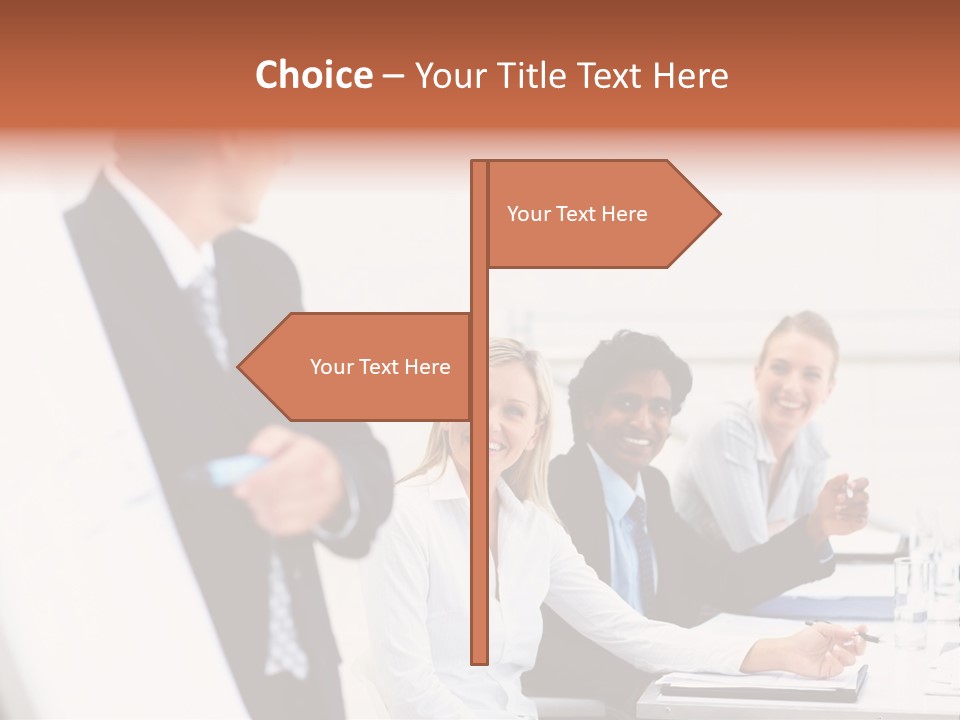 A Group Of Business People Sitting At A Table PowerPoint Template