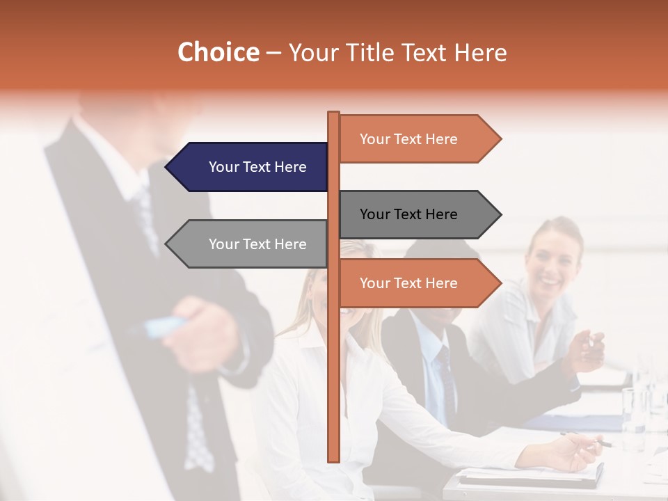 A Group Of Business People Sitting At A Table PowerPoint Template