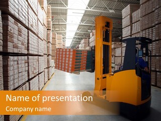 Work Forklifts Factory PowerPoint Template