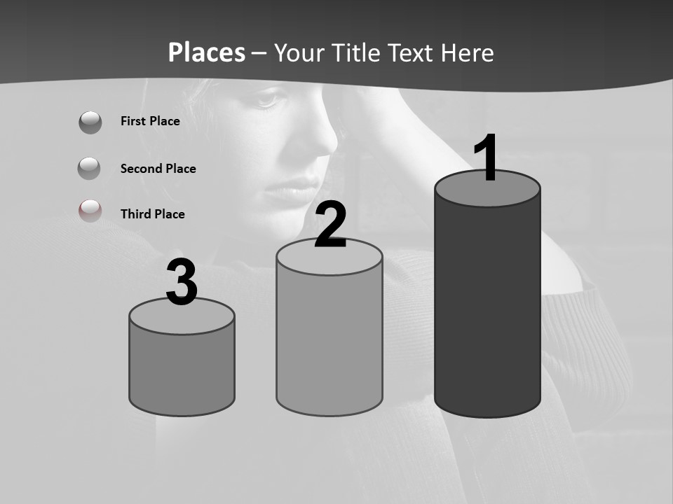 A Woman Sitting In Front Of A Brick Wall With Her Hands On Her Head PowerPoint Template