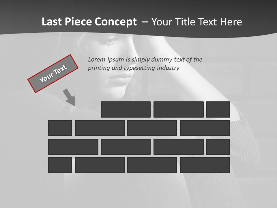A Woman Sitting In Front Of A Brick Wall With Her Hands On Her Head PowerPoint Template