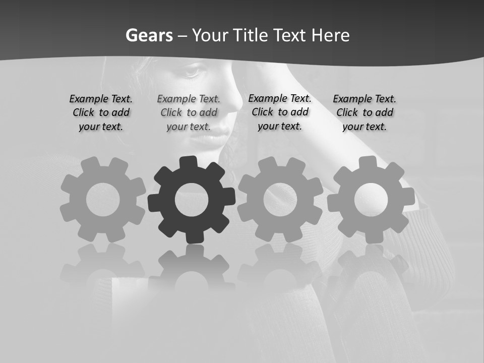 A Woman Sitting In Front Of A Brick Wall With Her Hands On Her Head PowerPoint Template