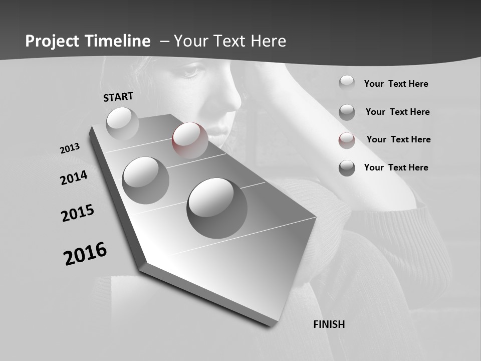 A Woman Sitting In Front Of A Brick Wall With Her Hands On Her Head PowerPoint Template