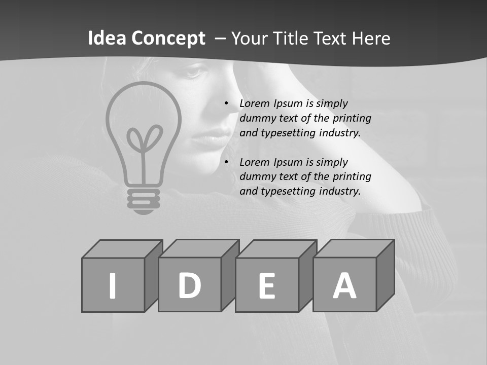 A Woman Sitting In Front Of A Brick Wall With Her Hands On Her Head PowerPoint Template