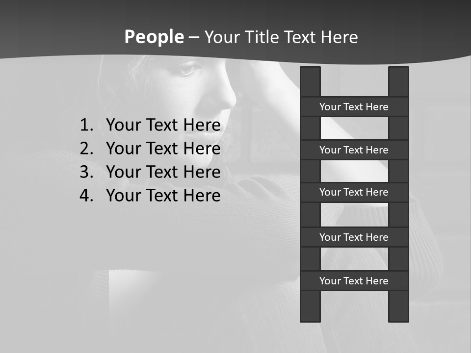 A Woman Sitting In Front Of A Brick Wall With Her Hands On Her Head PowerPoint Template