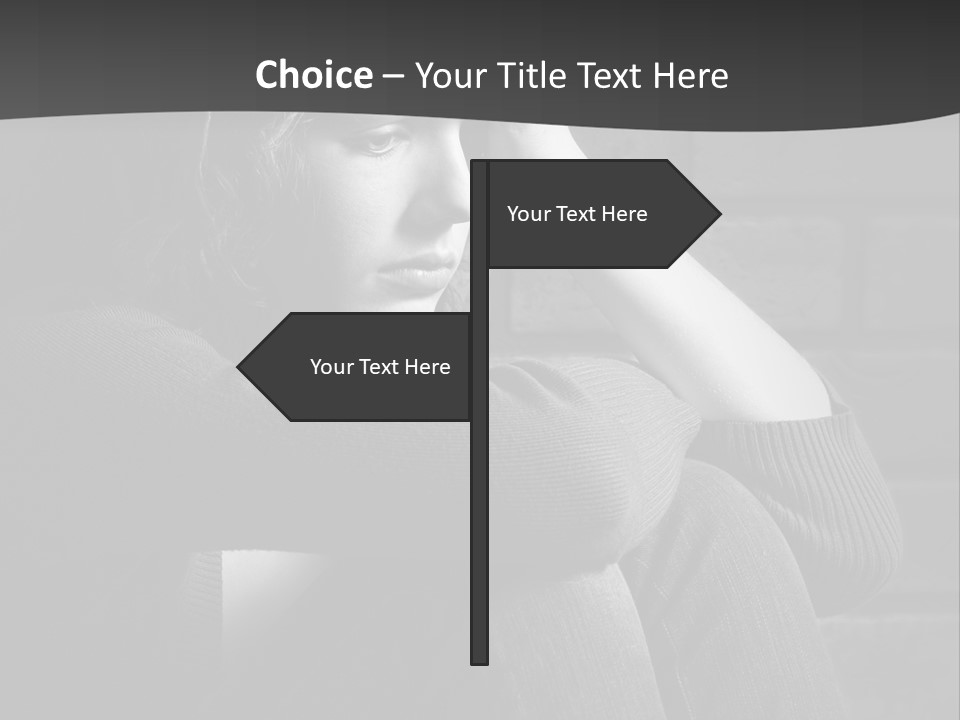 A Woman Sitting In Front Of A Brick Wall With Her Hands On Her Head PowerPoint Template