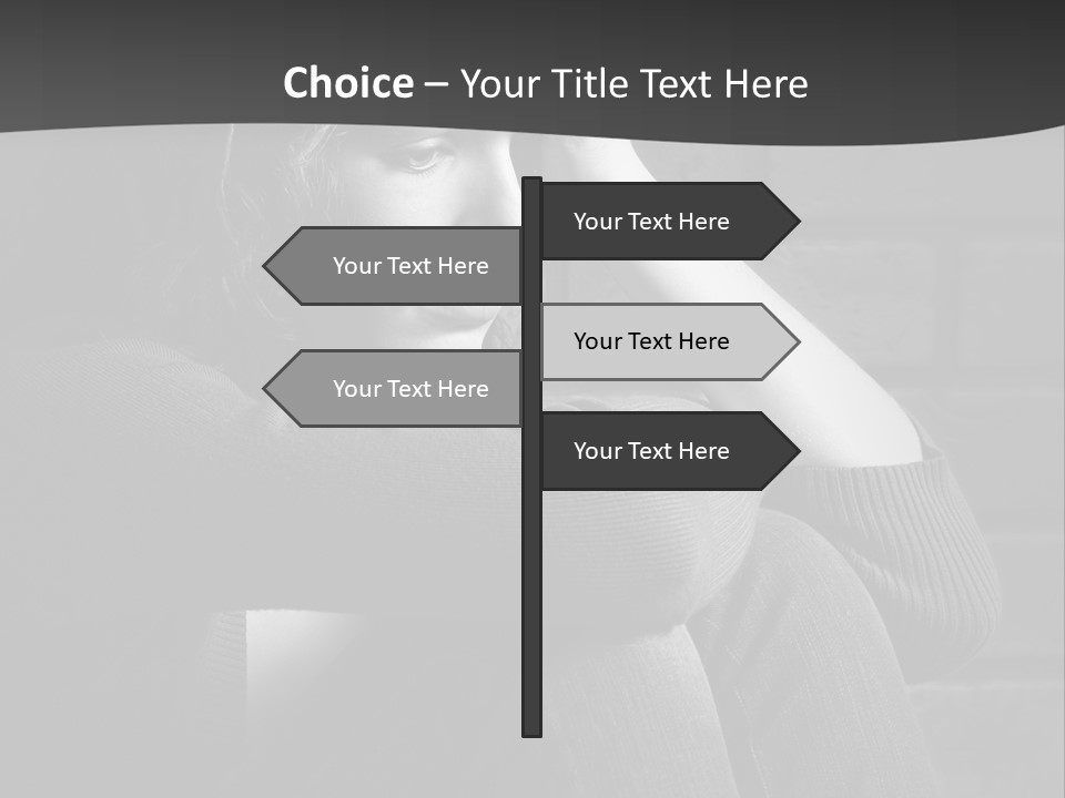 A Woman Sitting In Front Of A Brick Wall With Her Hands On Her Head PowerPoint Template