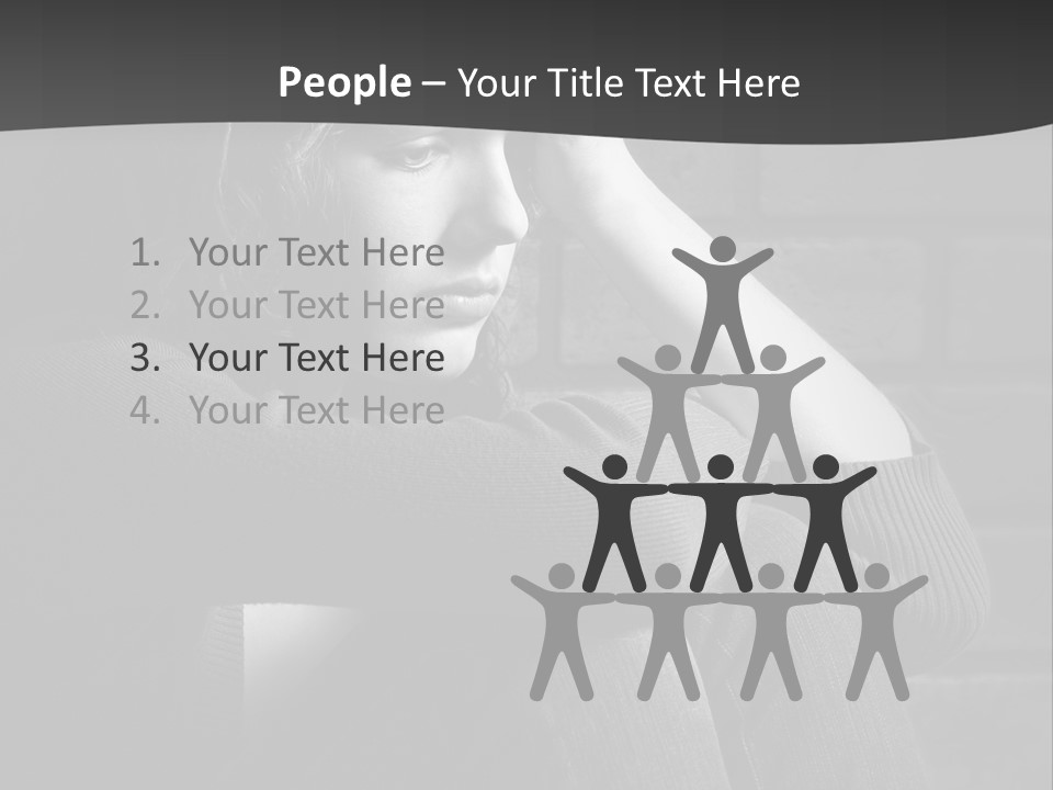 A Woman Sitting In Front Of A Brick Wall With Her Hands On Her Head PowerPoint Template