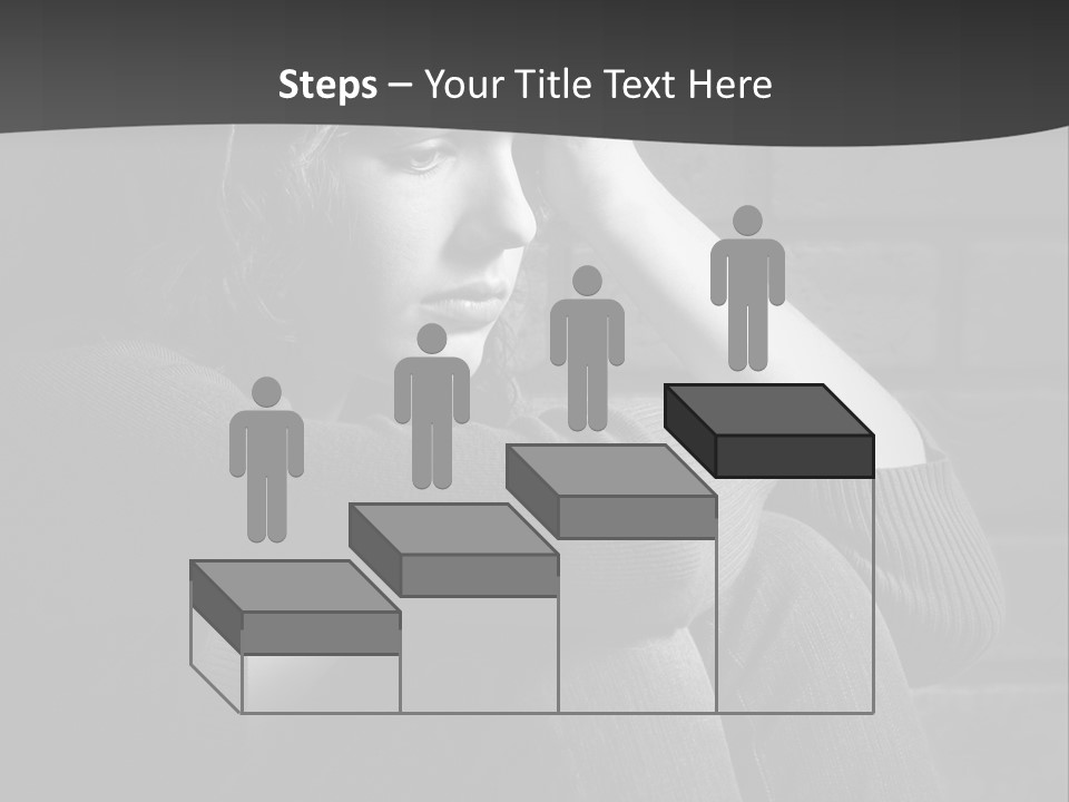 A Woman Sitting In Front Of A Brick Wall With Her Hands On Her Head PowerPoint Template