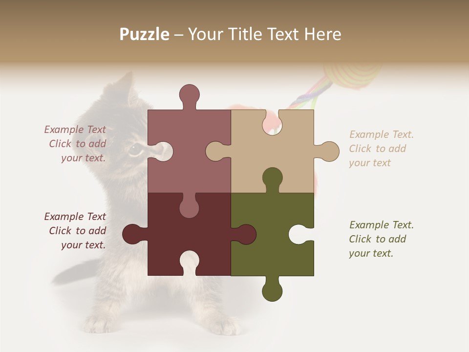 A Kitten Playing With A Toy On A White Background PowerPoint Template