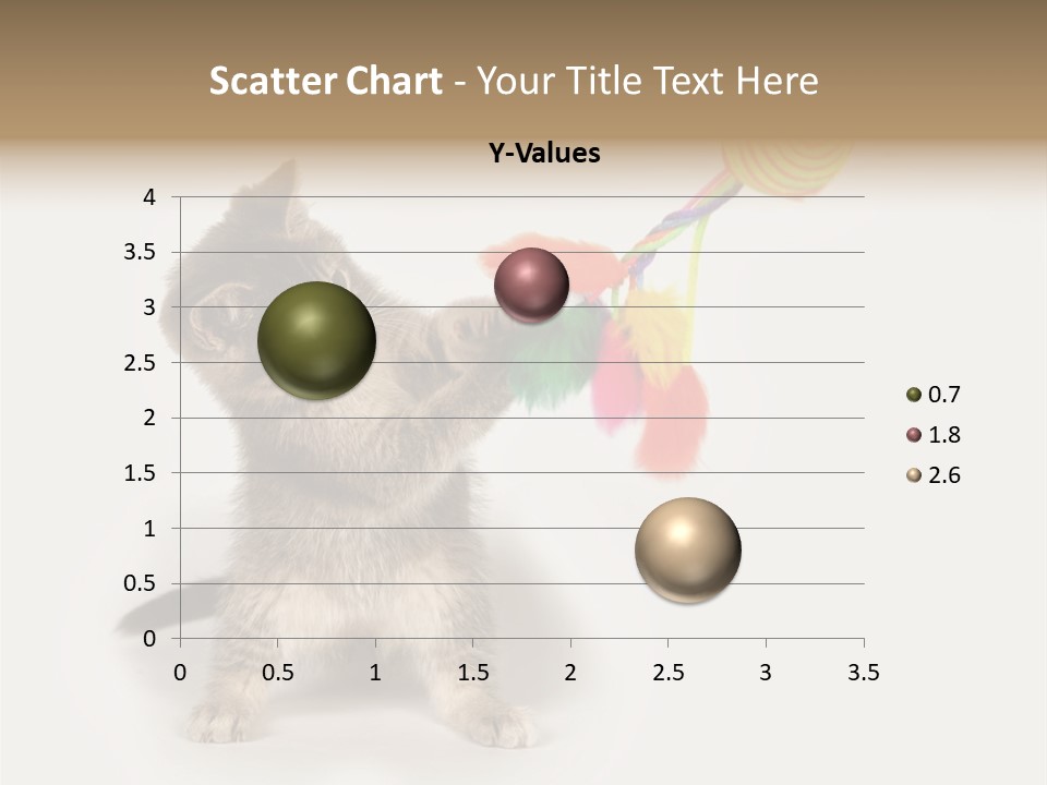A Kitten Playing With A Toy On A White Background PowerPoint Template