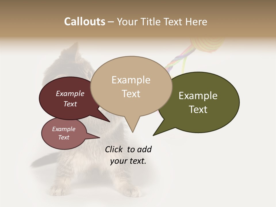 A Kitten Playing With A Toy On A White Background PowerPoint Template