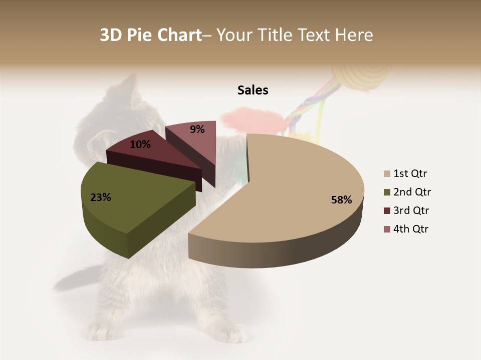 A Kitten Playing With A Toy On A White Background PowerPoint Template