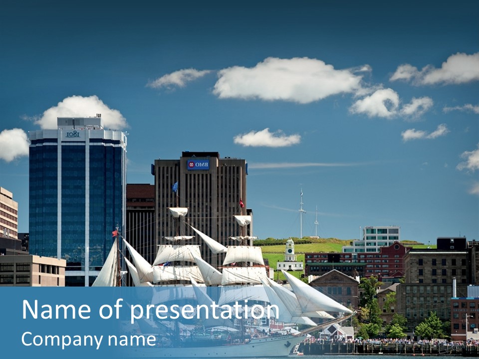 District Skyline Economy PowerPoint Template