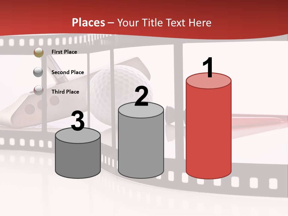 A Film Strip With Scissors And A Golf Ball On It PowerPoint Template