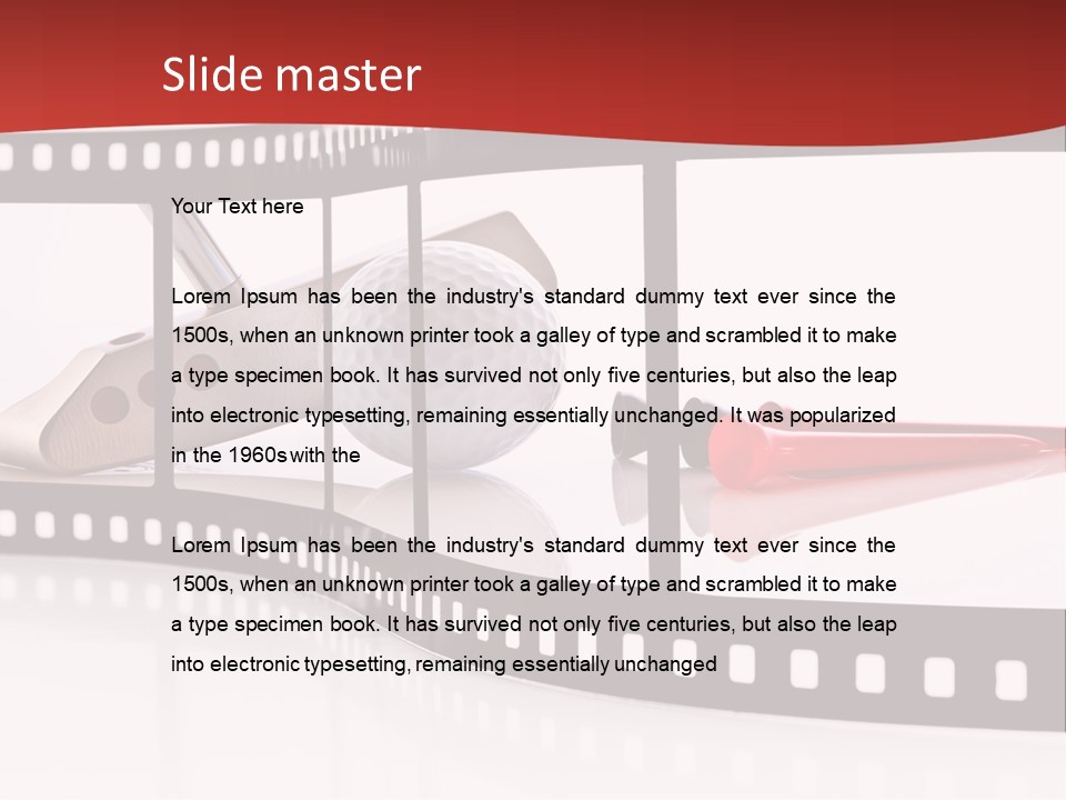 A Film Strip With Scissors And A Golf Ball On It PowerPoint Template