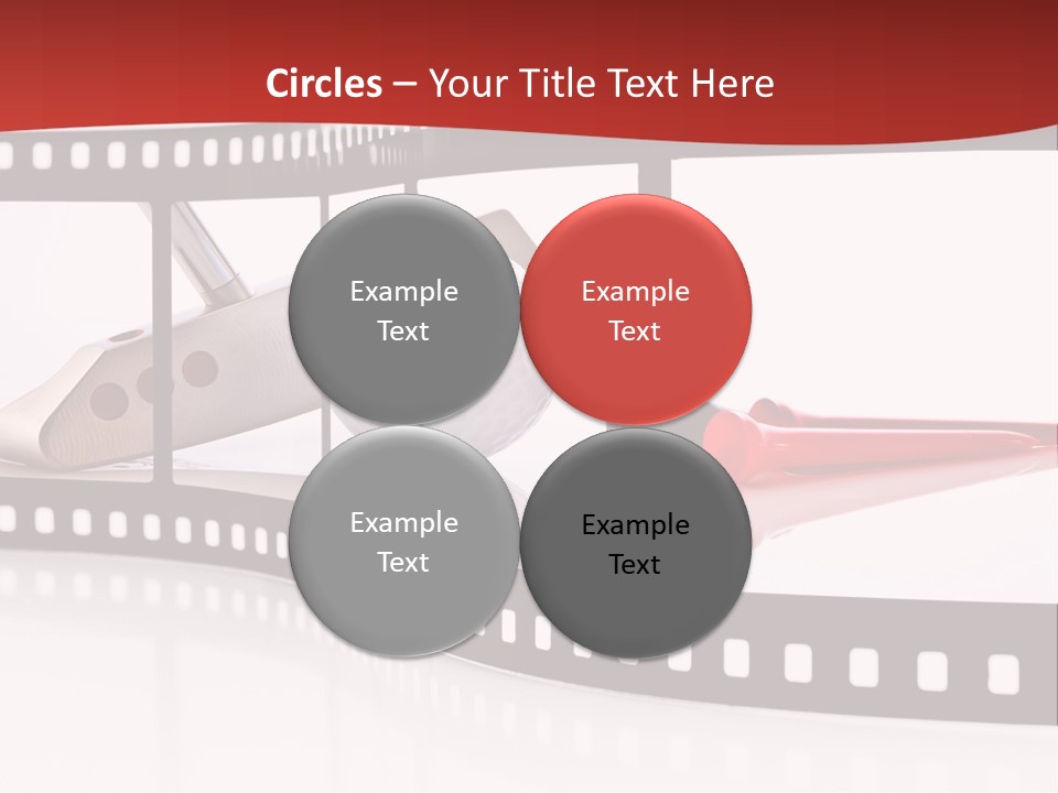 A Film Strip With Scissors And A Golf Ball On It PowerPoint Template