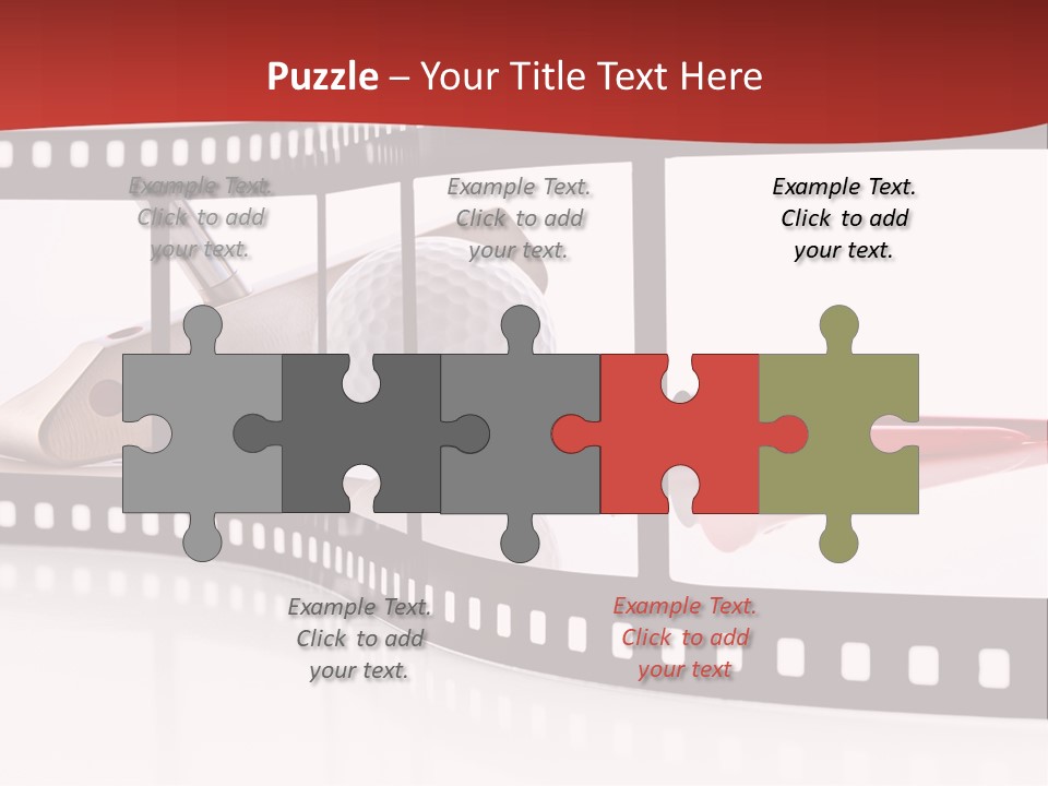 A Film Strip With Scissors And A Golf Ball On It PowerPoint Template