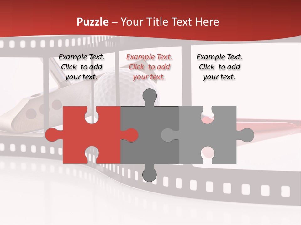 A Film Strip With Scissors And A Golf Ball On It PowerPoint Template