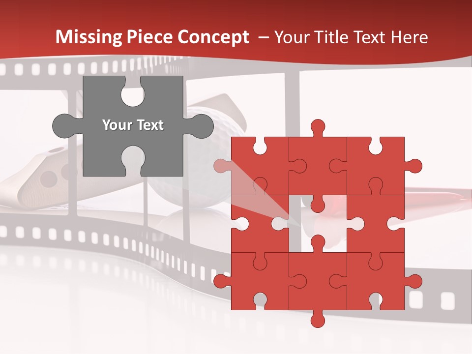 A Film Strip With Scissors And A Golf Ball On It PowerPoint Template