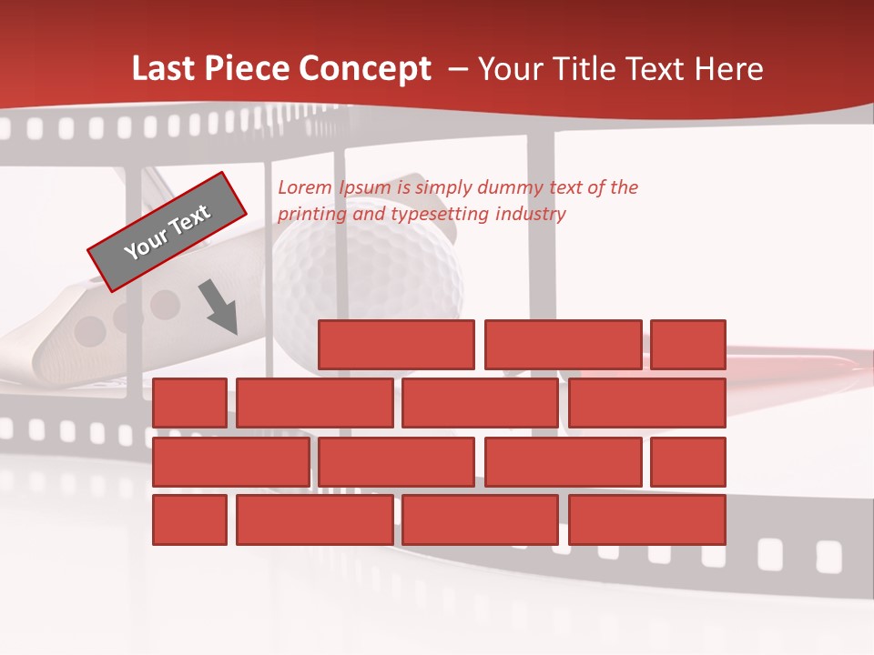 A Film Strip With Scissors And A Golf Ball On It PowerPoint Template