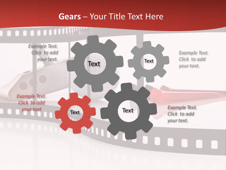 A Film Strip With Scissors And A Golf Ball On It PowerPoint Template