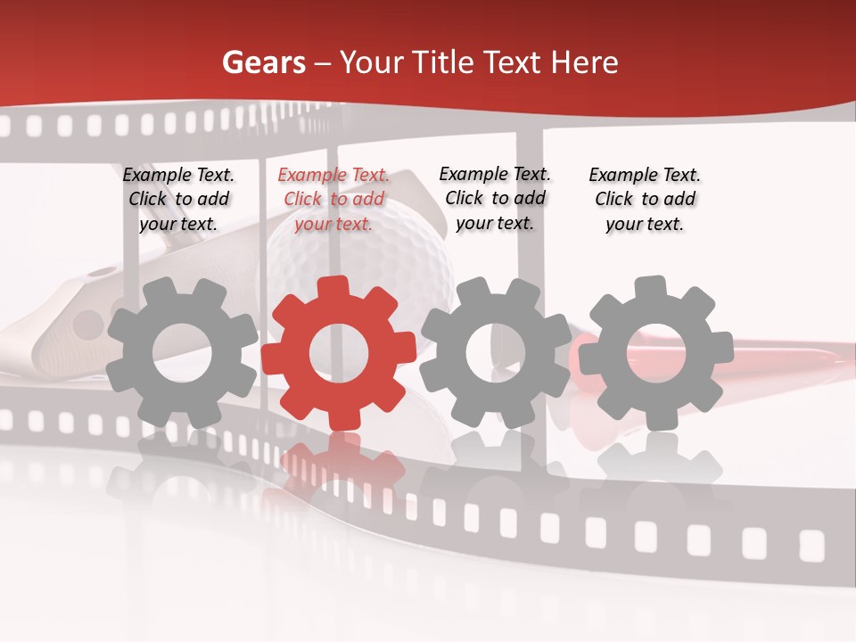 A Film Strip With Scissors And A Golf Ball On It PowerPoint Template