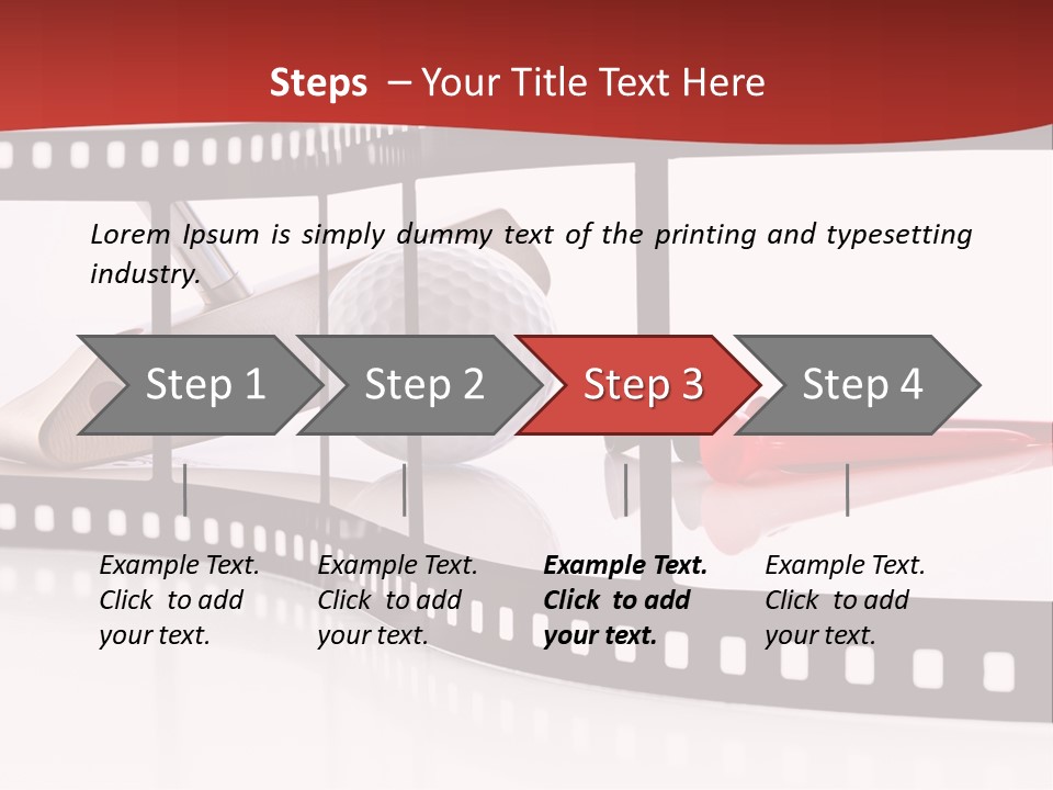 A Film Strip With Scissors And A Golf Ball On It PowerPoint Template